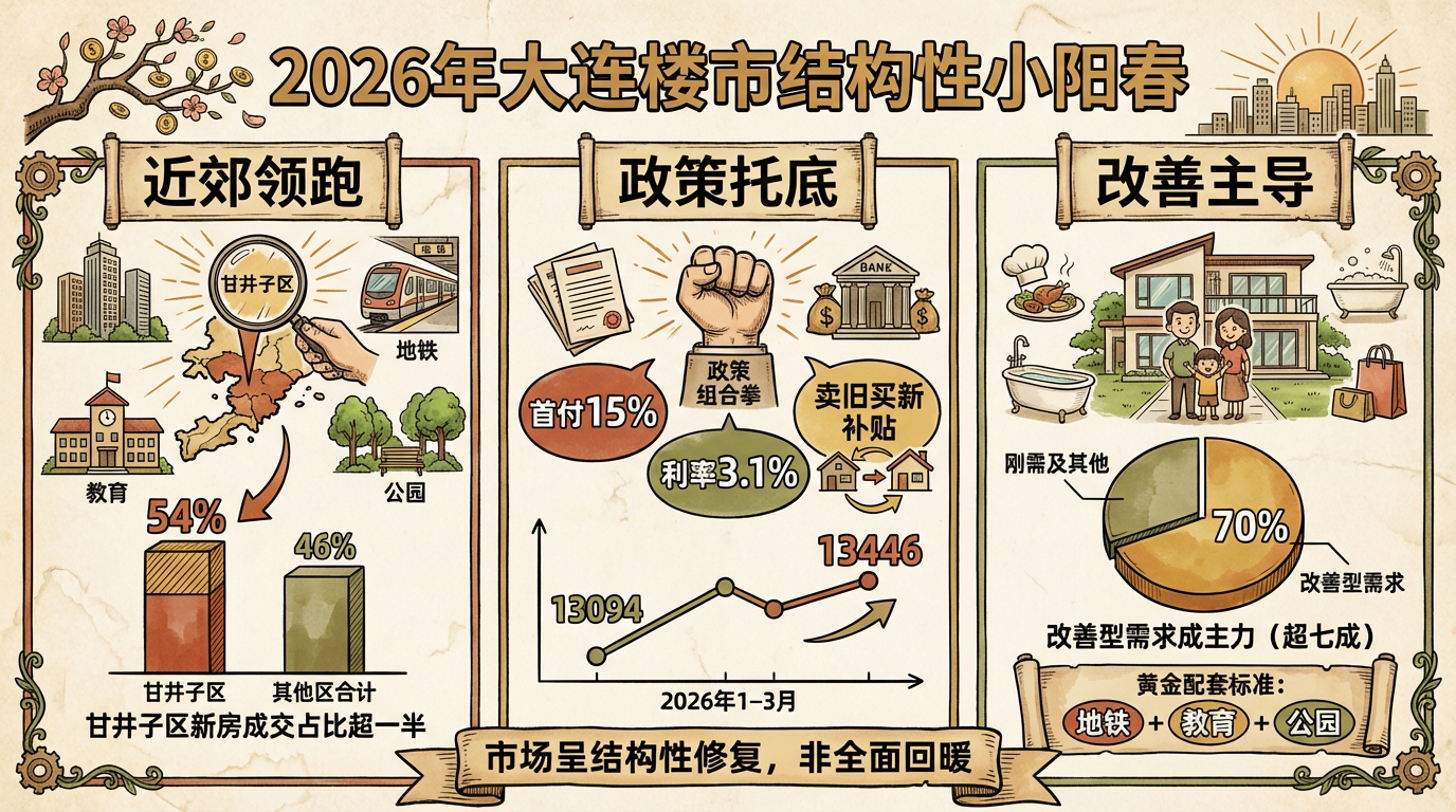 地产AI·决策专家使用案例丨2026年3月大连楼市：结构性小阳春可期，难观全面春天