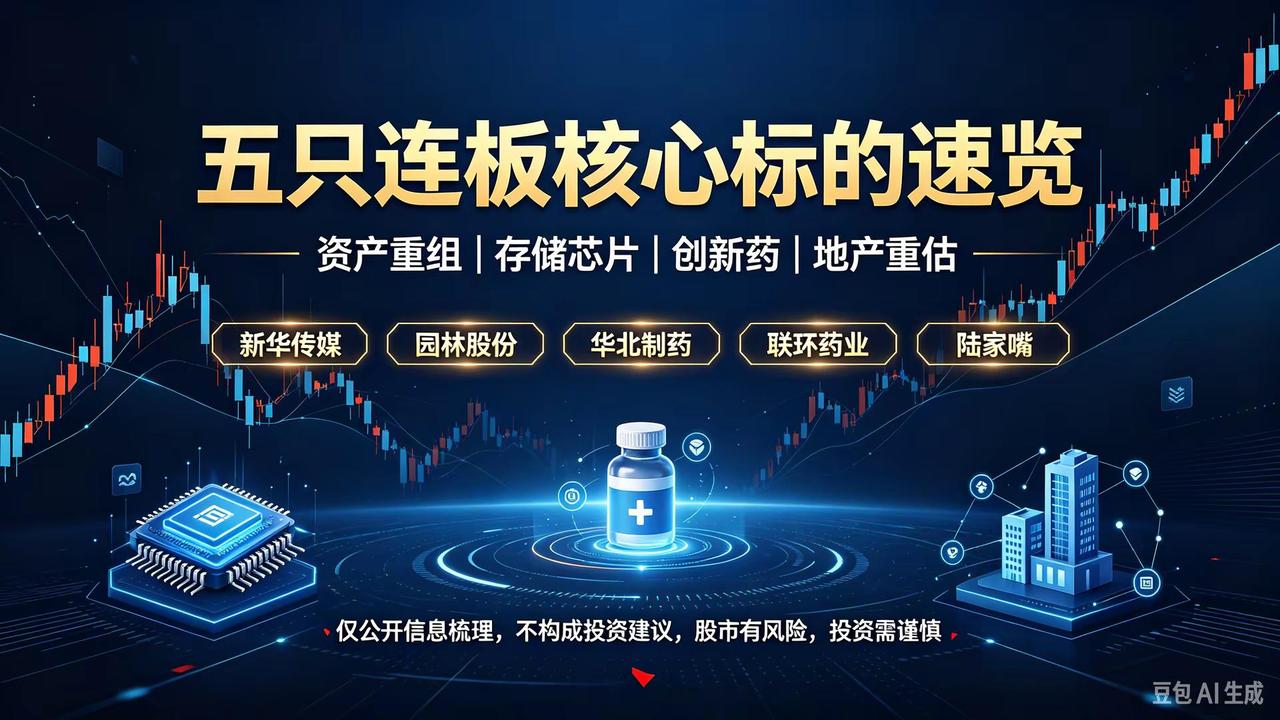 五只连板核心标的。