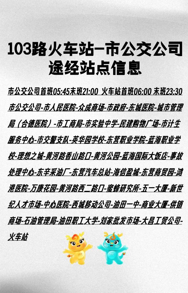 东营103路公交车火车站-市公交公司途经站点信息#东营头条