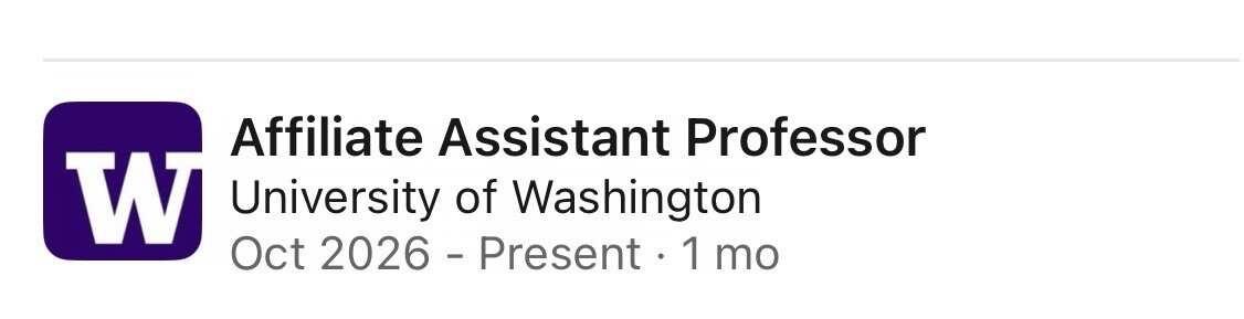 affiliate成为UW的教授了！
很荣幸成为UWashington的affi