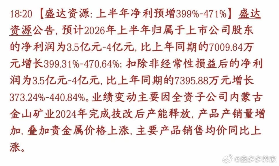 贵金属龙头交出超预期半年报预告，业绩直接迎来爆发式翻倍行情！盛达资源最新披露中报