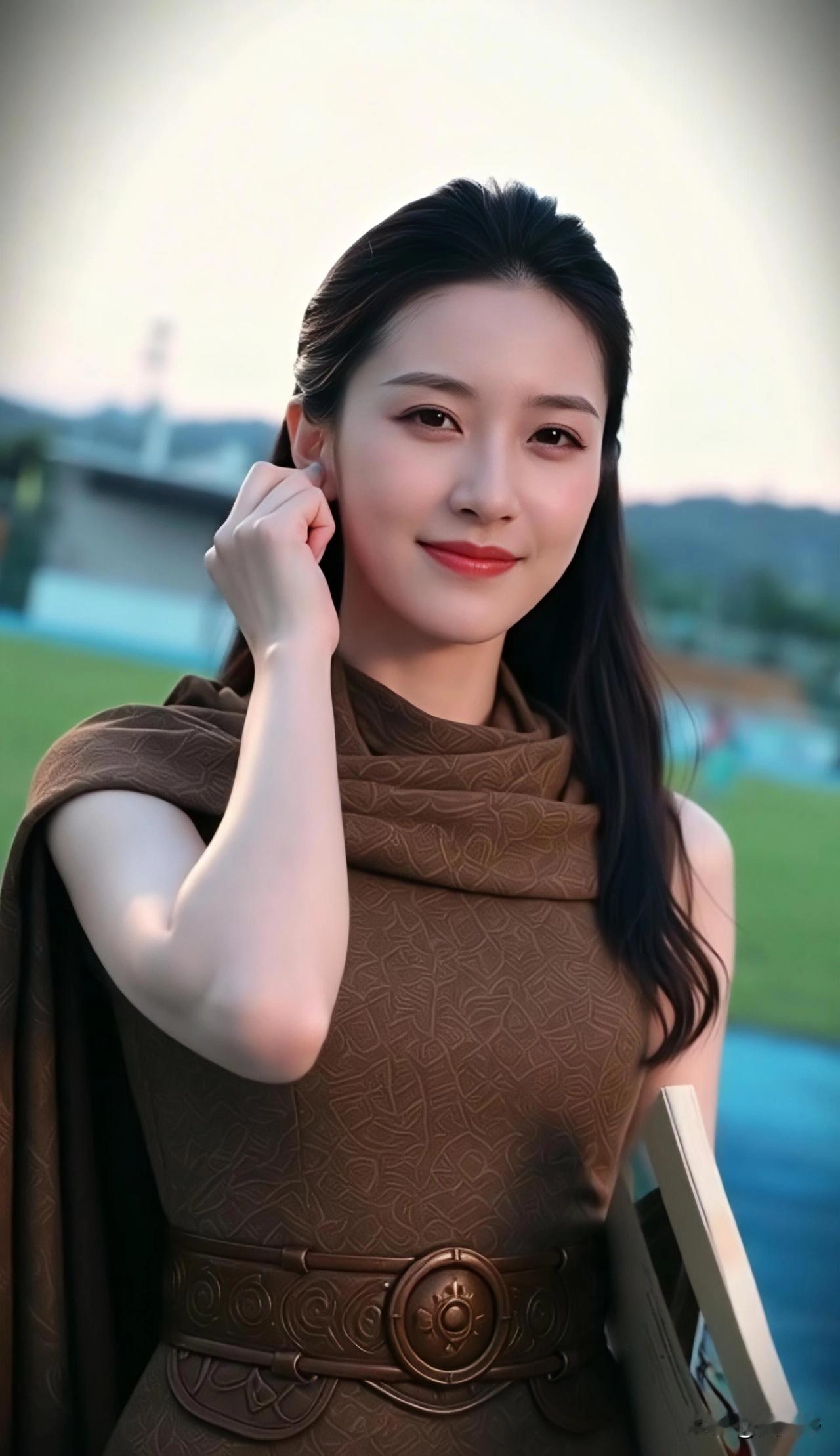 落日把林间的风烘得柔软，
长椅、书页与漫开的绿意，
酿成一段松弛的午后。
油纸伞