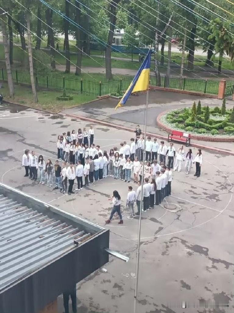 真事儿！在乌克兰文尼察州，

蓝黄色乌克兰🇺🇦国旗下，

纳粹主义的培养从娃