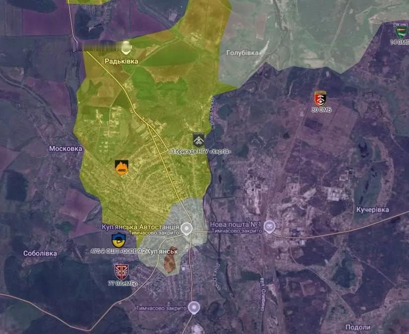 库皮扬斯克河西岸城南，仍有俄军坚守阵地，拒绝投降。
明显已无望逃出生天，却依然如