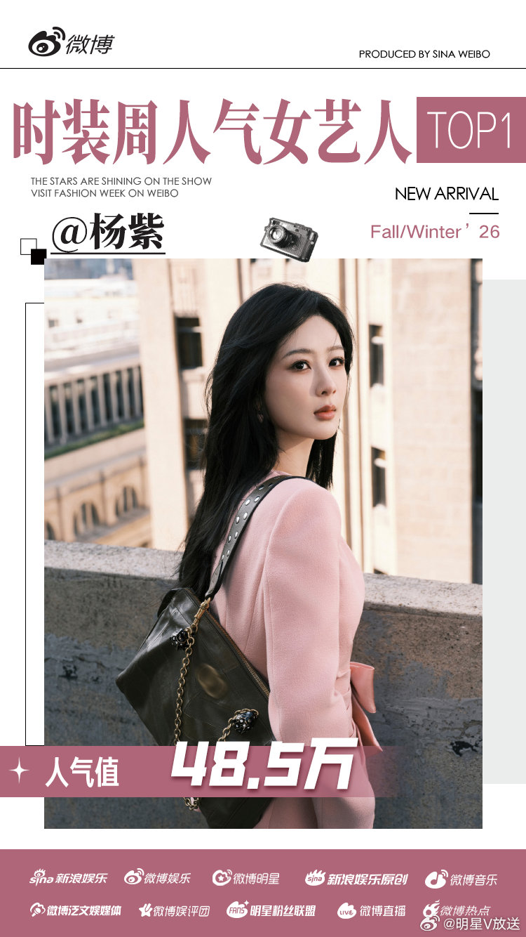 肖战时装周人气男艺人TOP杨紫时装周人气女艺人TOP 恭喜获得时装周人气男艺人T