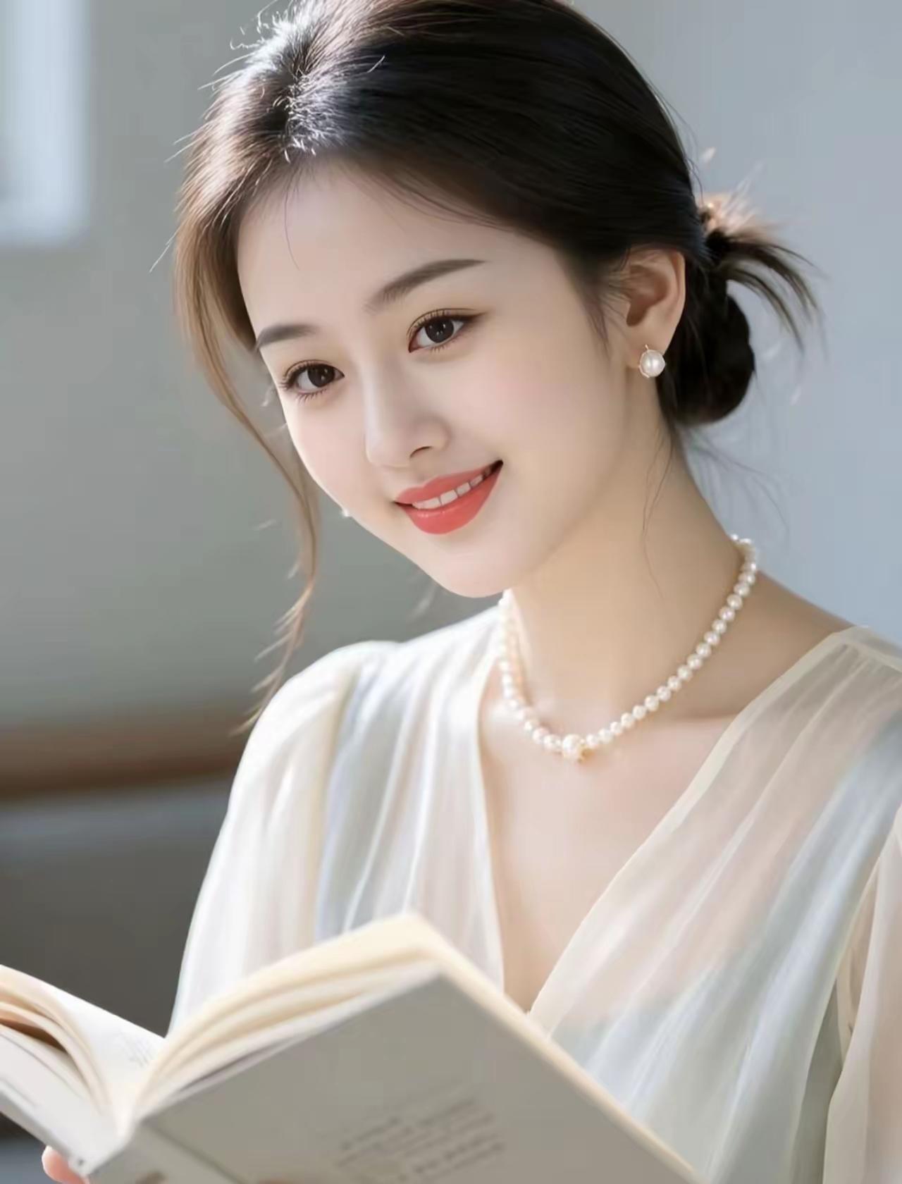 一个漂亮姑娘在看书，好温柔。