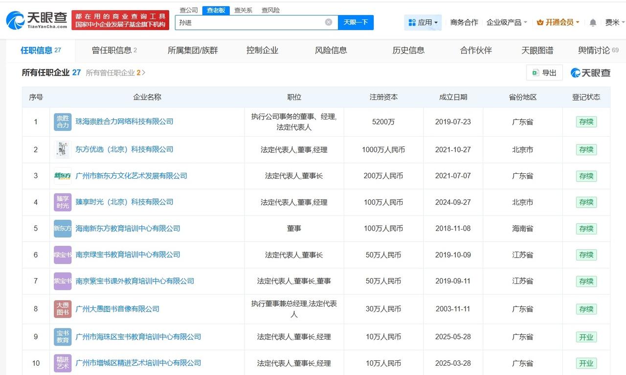 东方甄选新CEO今年接手多家公司

东方甄选新CEO名下关联超20家企业东方甄选