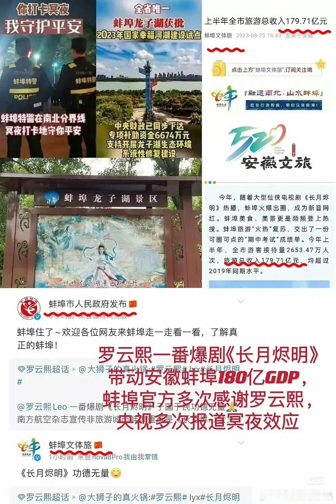 长月烬明大爆，免费授权蚌埠文旅，未非旅游城市创造180亿GDP，被央视和安徽文旅