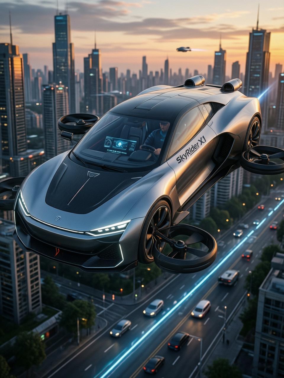 使用AI生成的3张不同场景的汽车，做的有模有样的，都是跑车形态，感觉都挺合理。