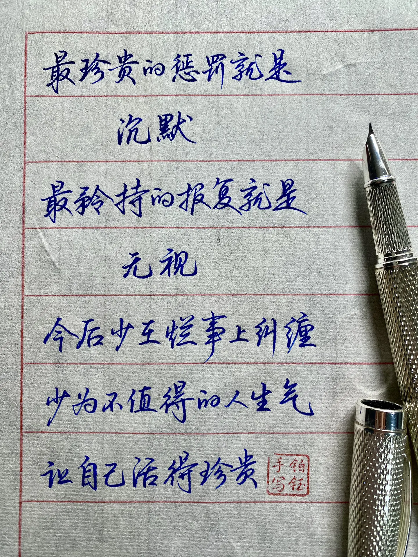 我写错了：最高贵的惩罚就是沉默 笔：扬子鳄996亮银0.7