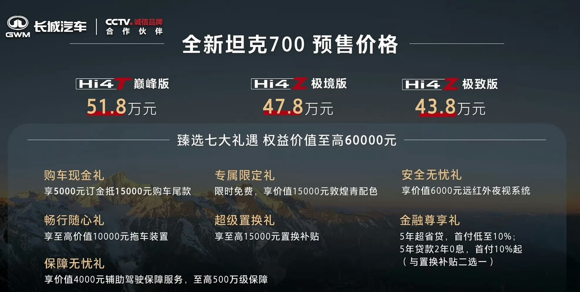 全新坦克700新时代新旗舰价格43.8万起，你们觉得怎么样？2.0T插混Hi4‑