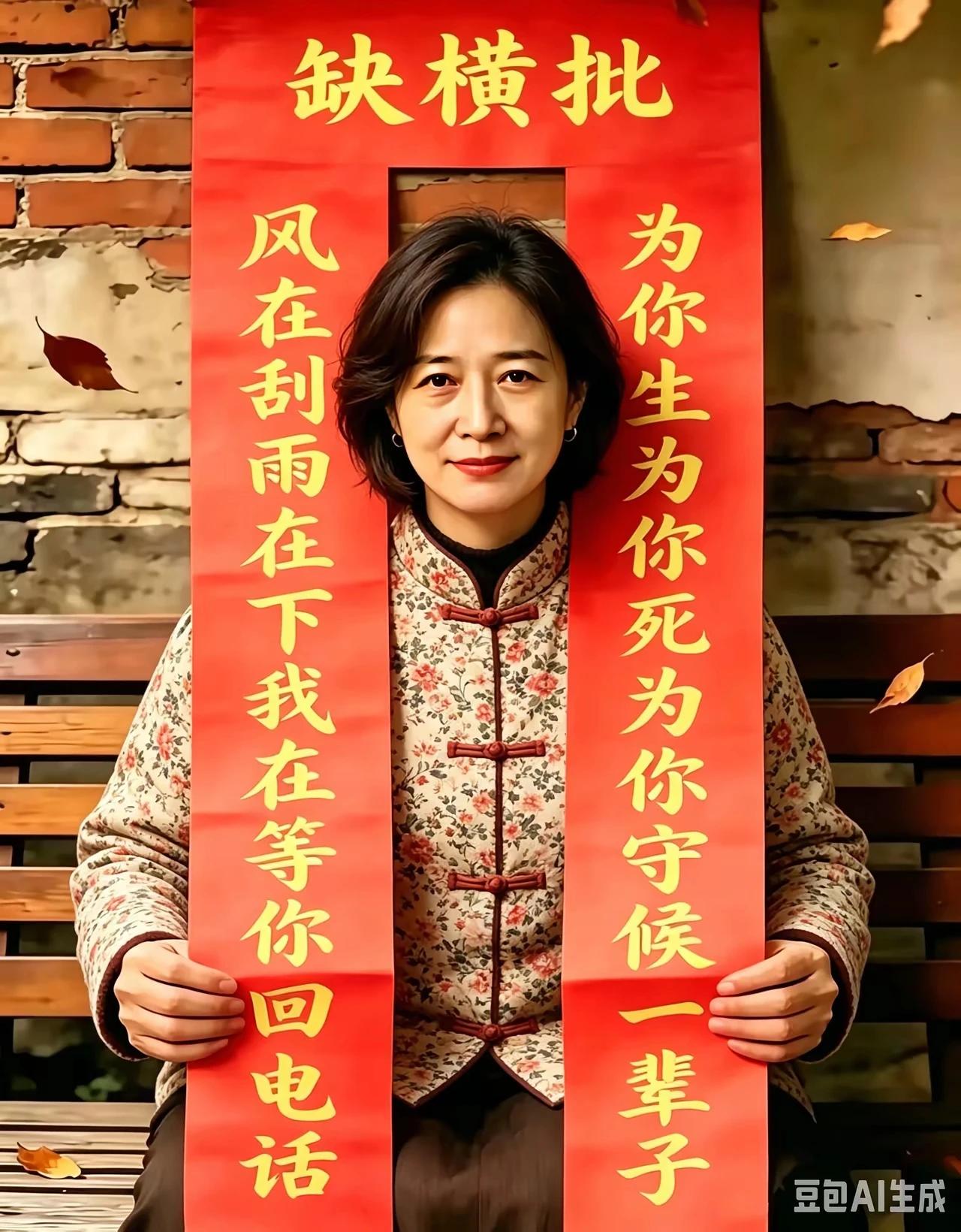 为你生为你死为你守候一辈子，
风在刮雨在下我在等你回电话。
横批：痴情不改。