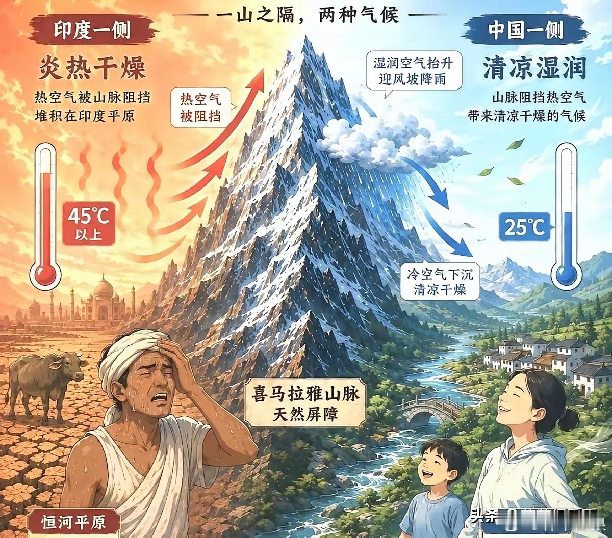 喜马拉雅，你是一台空调，我们是内机，印度是外机；喜马拉雅，你是一道屏障，挡住了酷