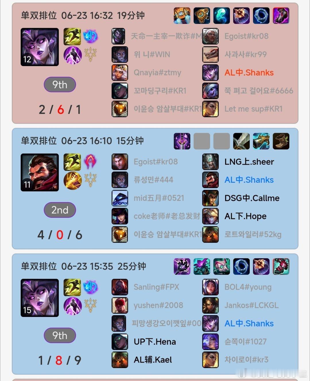 Shanks这两天韩服排位，已经玩了7把辛德拉！看来，EWC是肯定要掏了！AL全