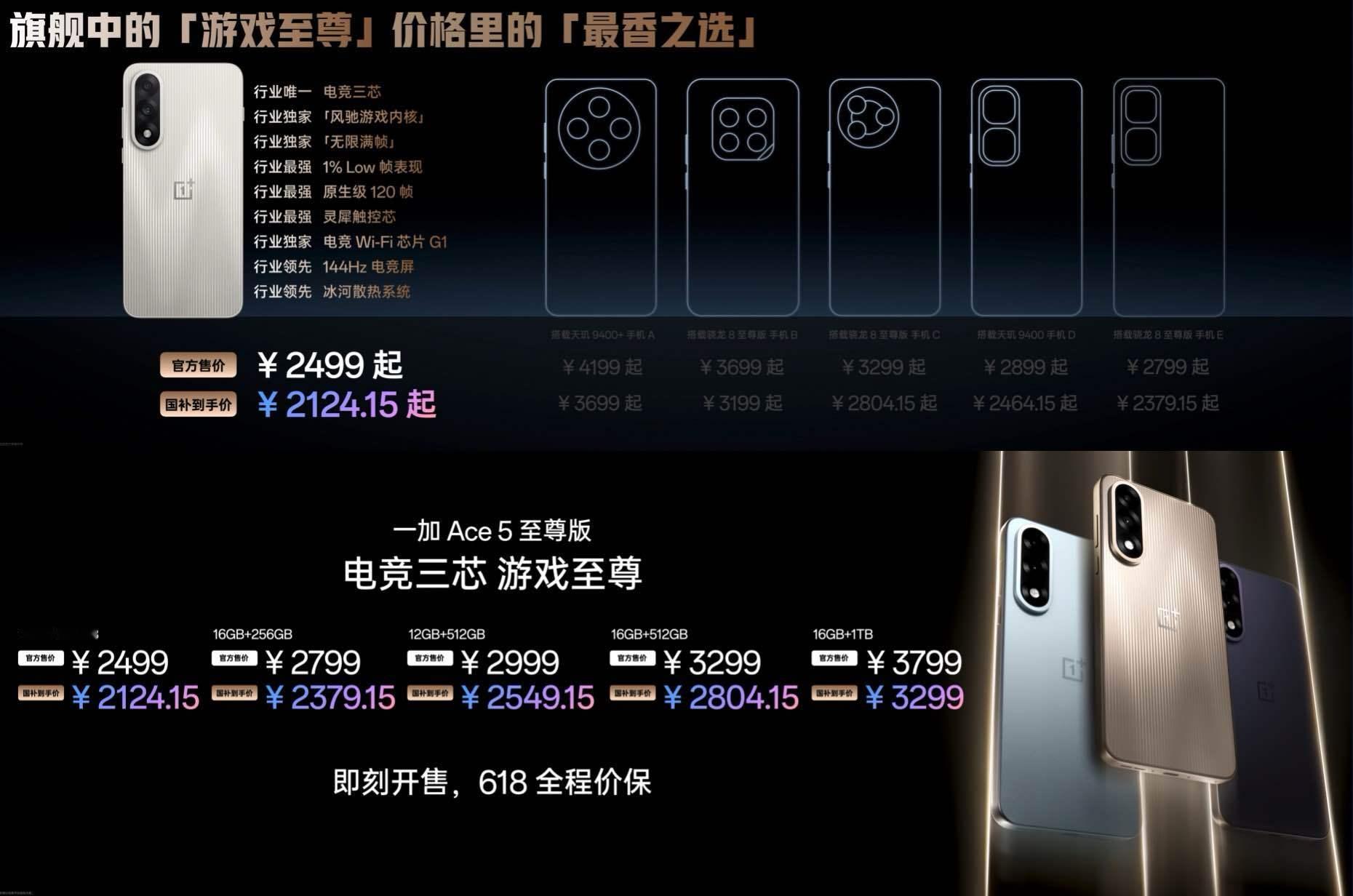 一加Ace5至尊版全渠道开售，618全程价保！ 【12GB +256GB】，官方