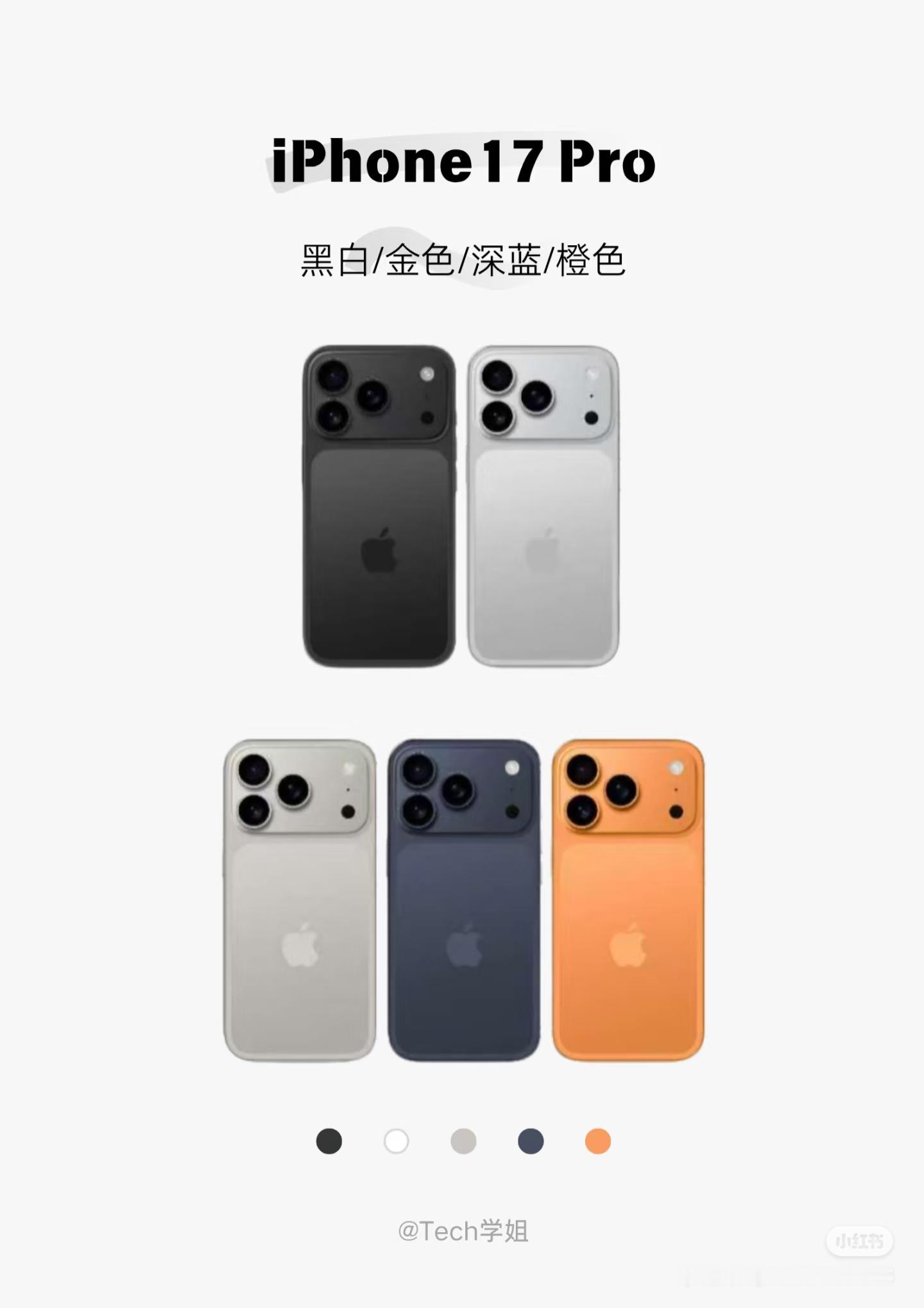 iPhone17Pro橙色新配色新颜色有点艳丽，不过好在辨识度比较高，很多人每年