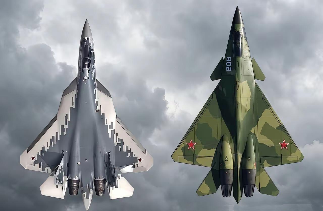 苏-57隐入云海静默待击，米格-602尾焰如刀劈开长空——当双雄同框，钢铁之翼下