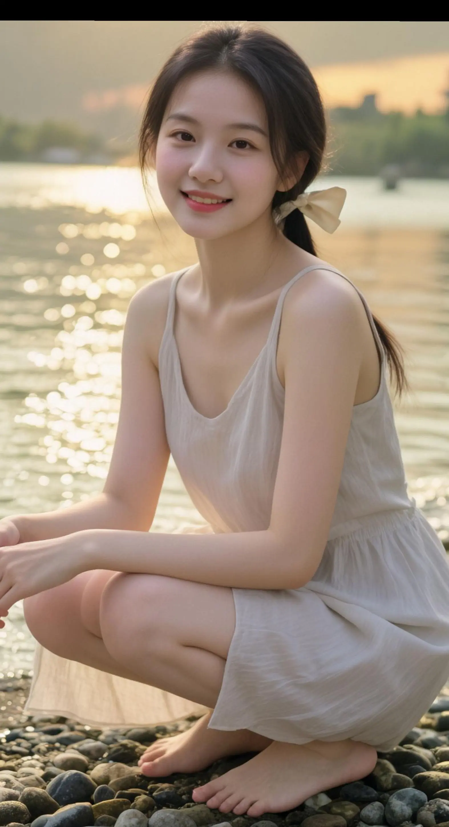 AI湖畔逆光照 ai创作