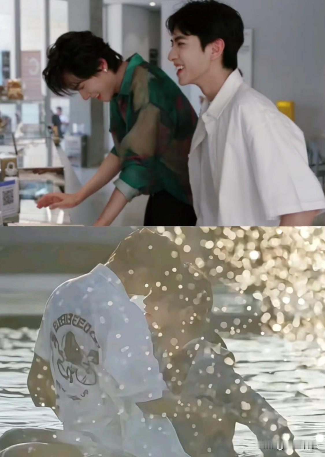 今天这花絮是拍打水仗那场戏吧…莫名的羞涩
脐橙那一场…难怪没带手机，因为要下水…