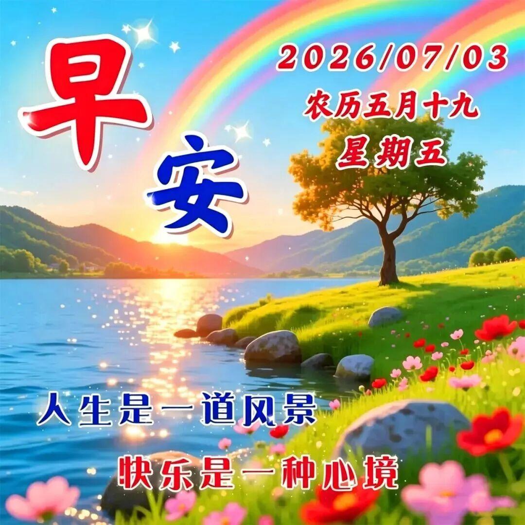 新的一天，好运准时上线！福气、财运、运气一路兴旺。出门事事顺心，在家日日欢喜，一