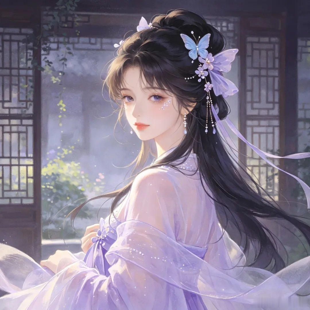 新中式风可爱女生卡通头像 