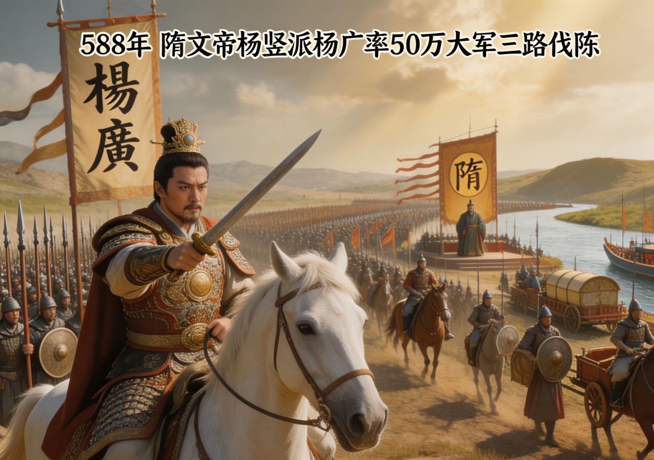 588年，隋文帝杨坚派儿子杨广率领50万大军南下伐陈，陈朝皇帝陈叔宝却根本不当回