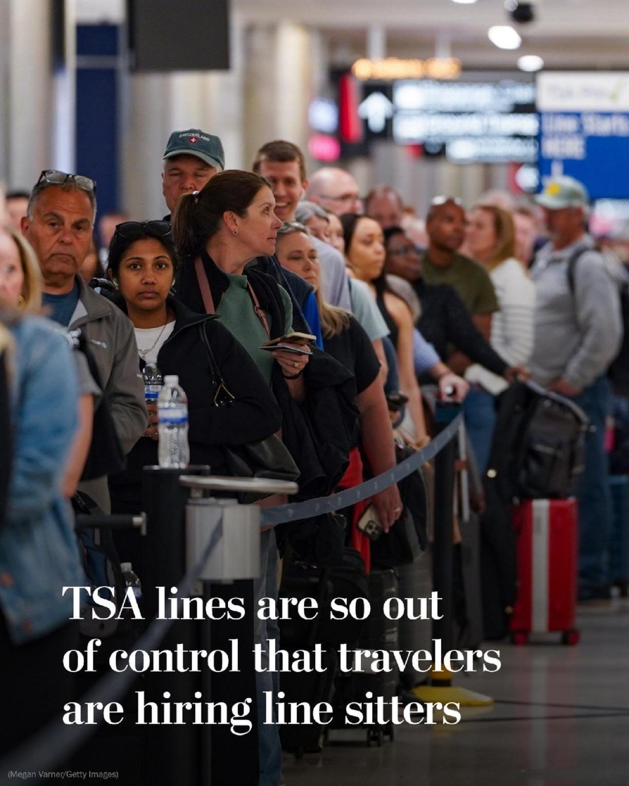 失控

由于美国运输安全管理局 (TSA) 人手短缺，导致旅客等待时间长达数小时