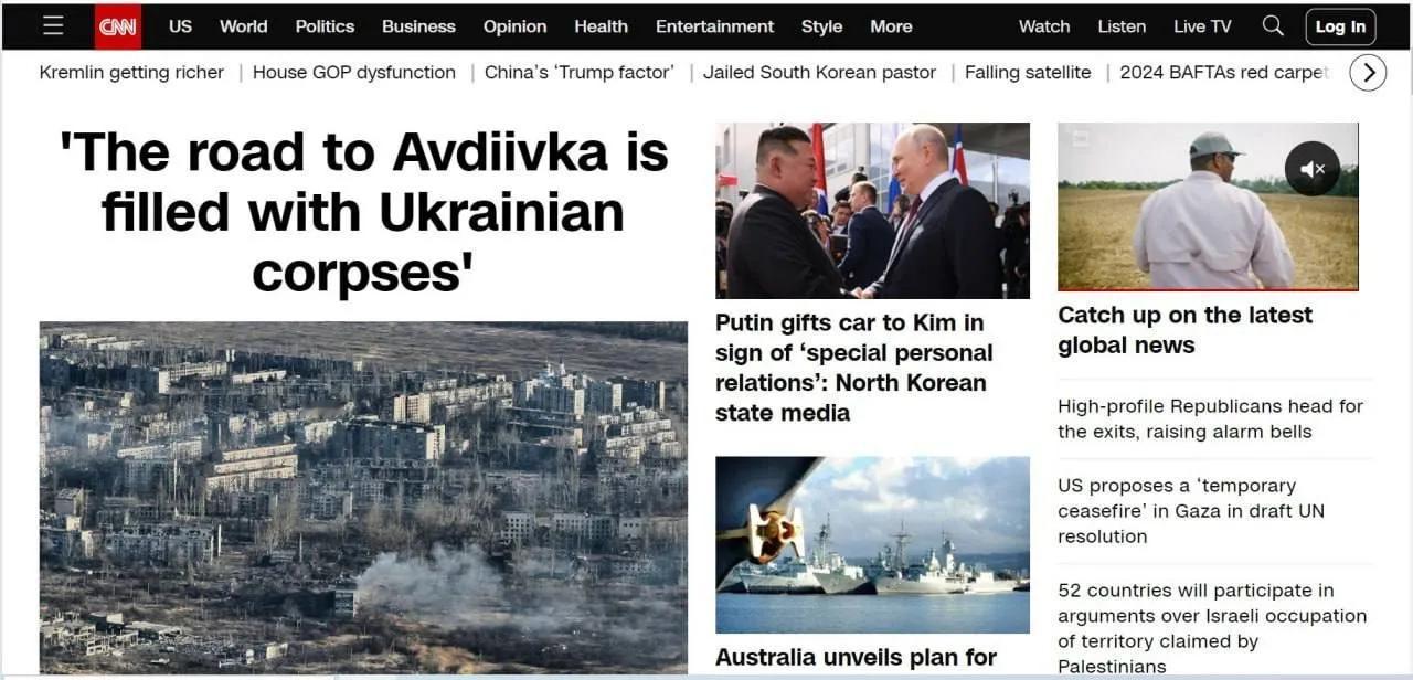 乌克兰专家：“从阿夫杰耶夫卡撤离是有序高效的。” 

CNN：“通往阿夫杰耶夫卡