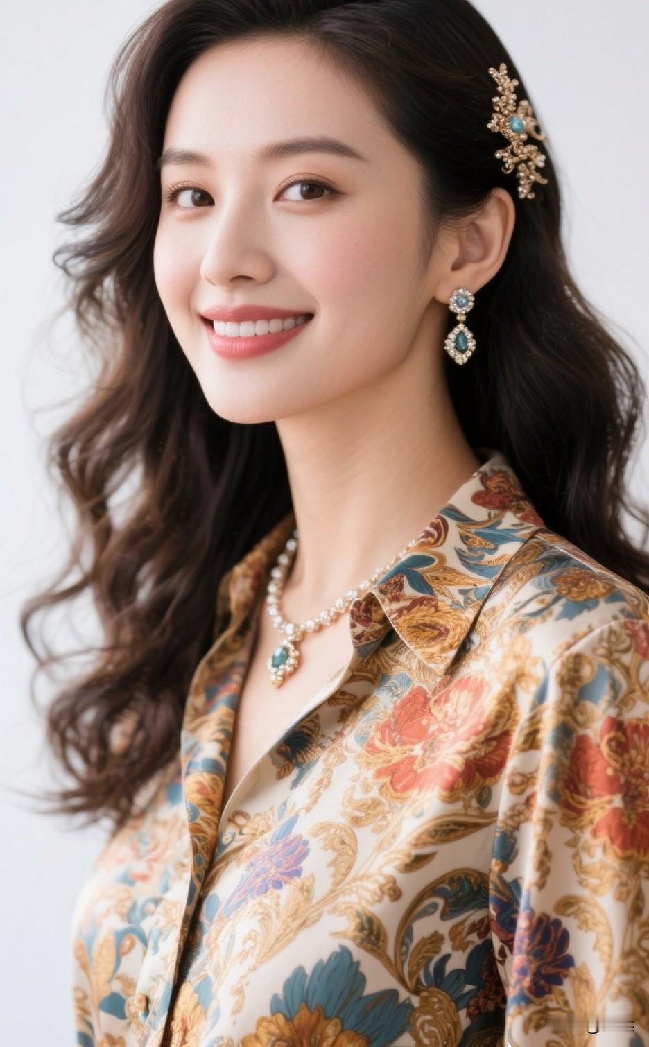 这姑娘穿着花衬衫，真漂亮！气质花朵衬衫 高颜值花衬衫 花衬衫女孩儿