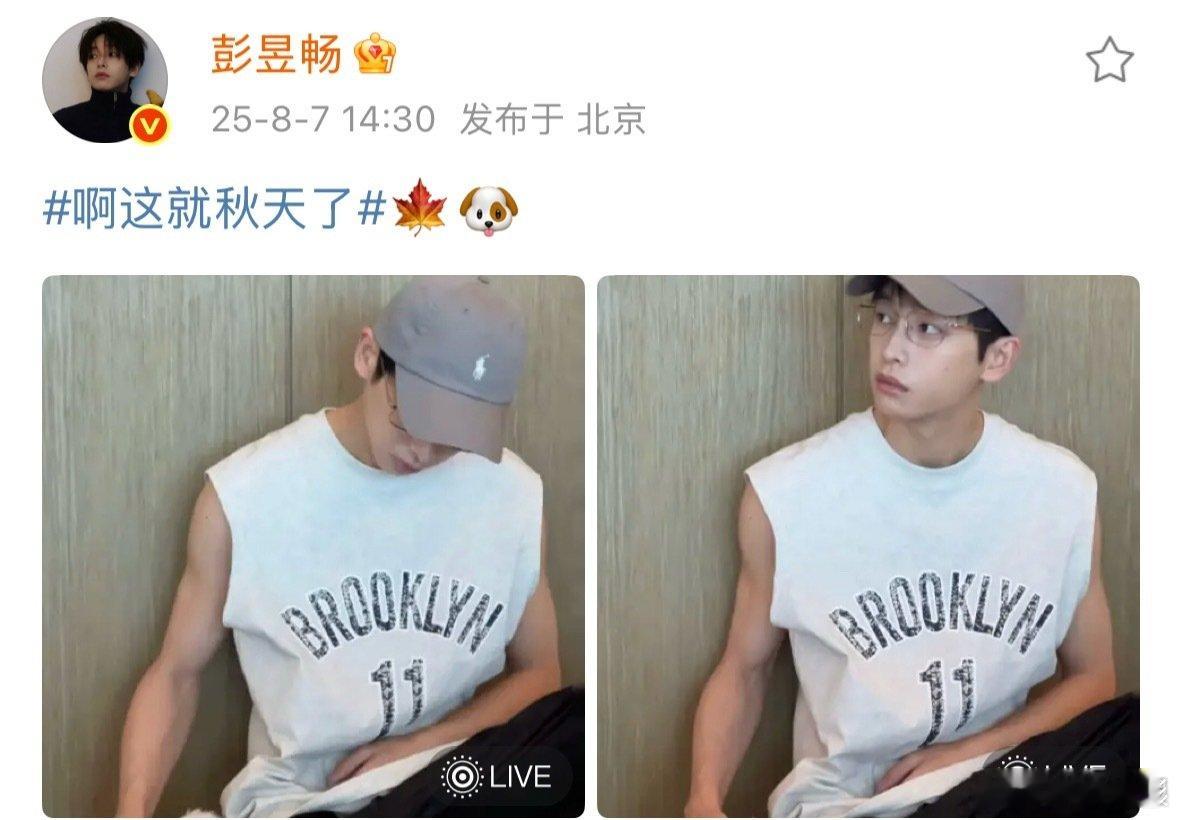 彭昱畅超绝不经意展示肌肉  彭昱畅立秋营业照的肌肉细节绝了！神态自若中带着力量感
