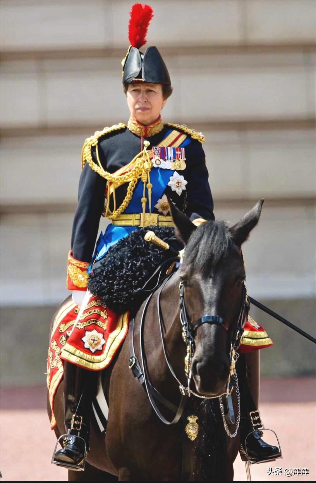 照片是安妮公主出席英国皇家阅兵仪式（Trooping the Colour）的经