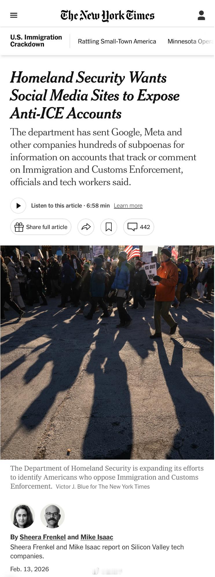 在谷歌、Reddit、Facebook和Ins上发布反对ICE言论的美国用户，会