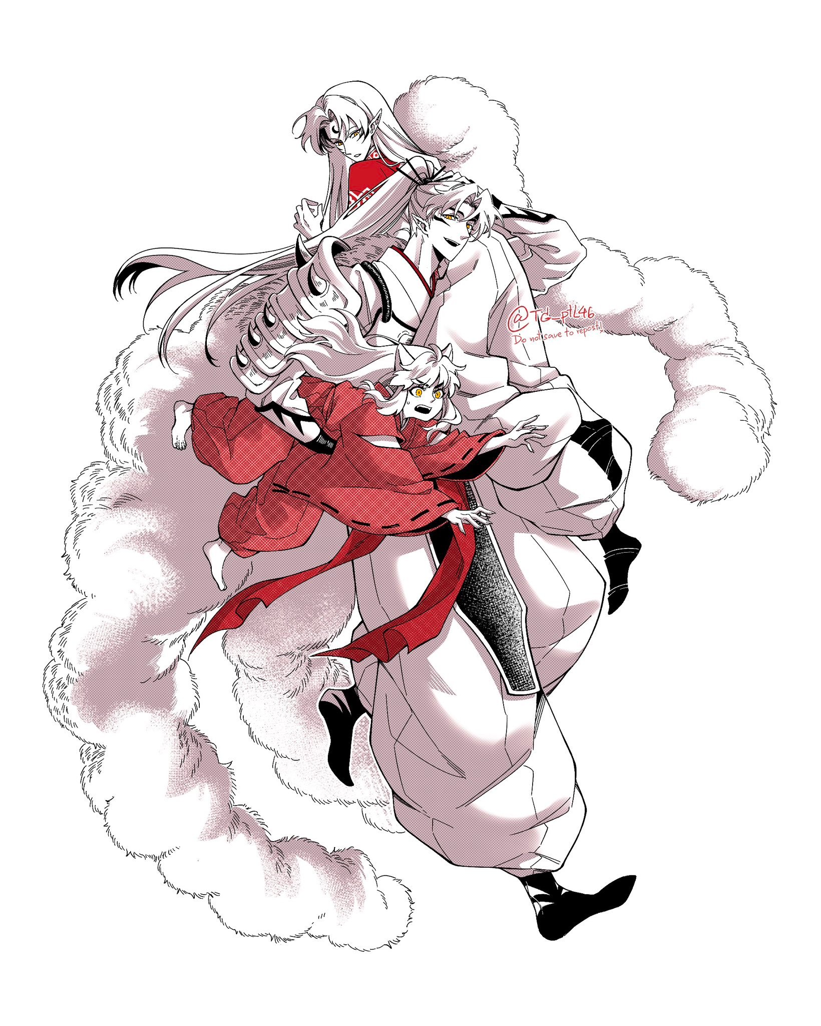 犬夜叉动漫犬大将杀生丸犬夜叉父子三人.[憧憬]绘：TG_ptL46 ​​​