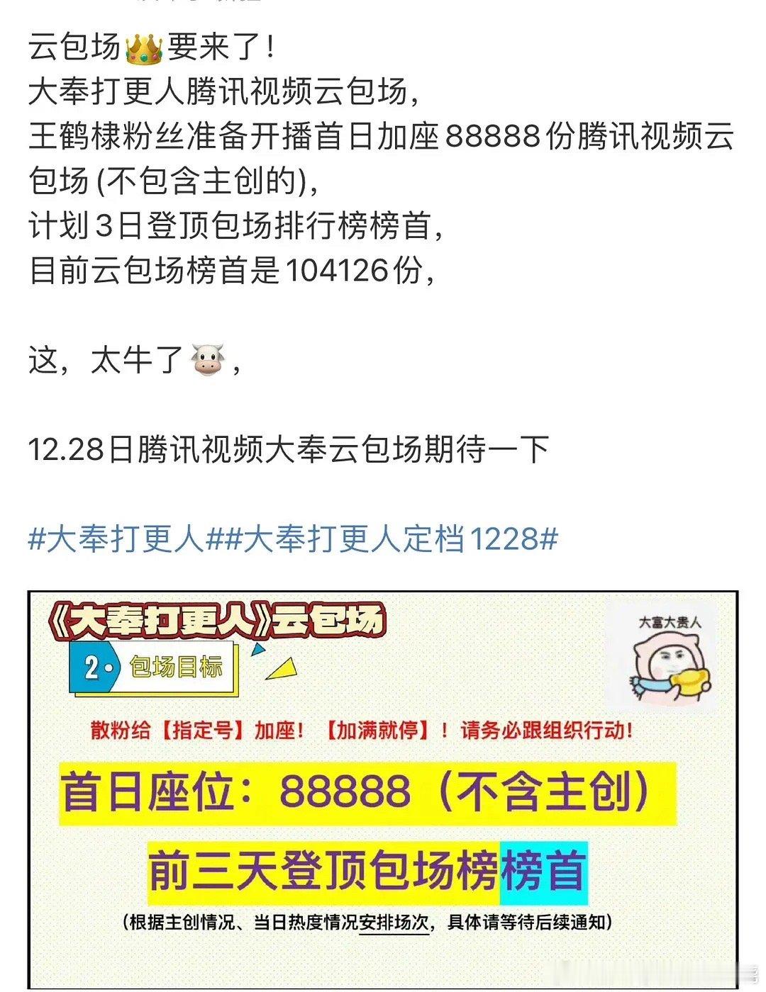 大奉打更人云包场好多啊榜首就有10万多份了这得加多少热度啊 