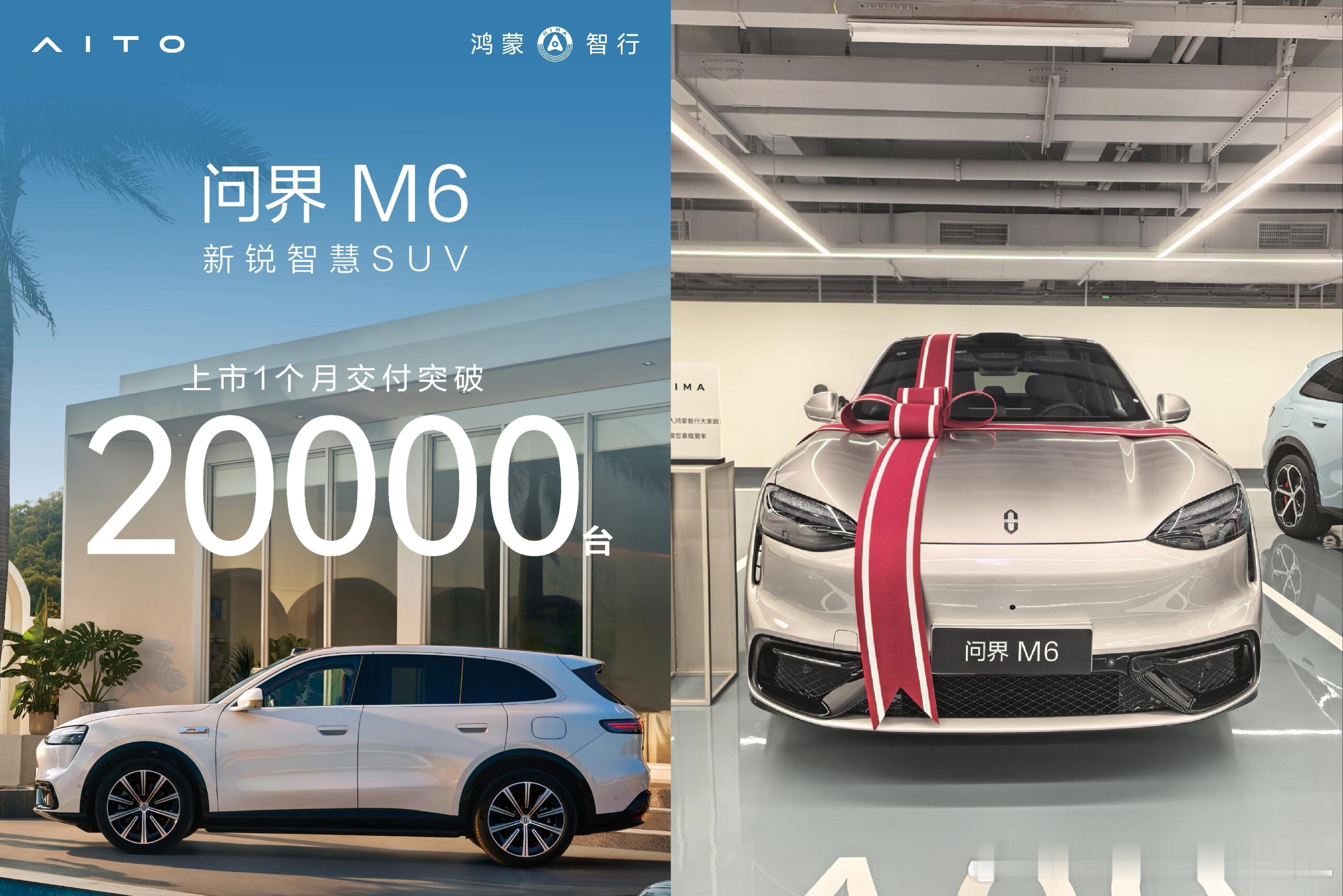鸿蒙智行  问界M6上市首月的交付量已经突破2万台历，看来问界M6现在是产能拉满