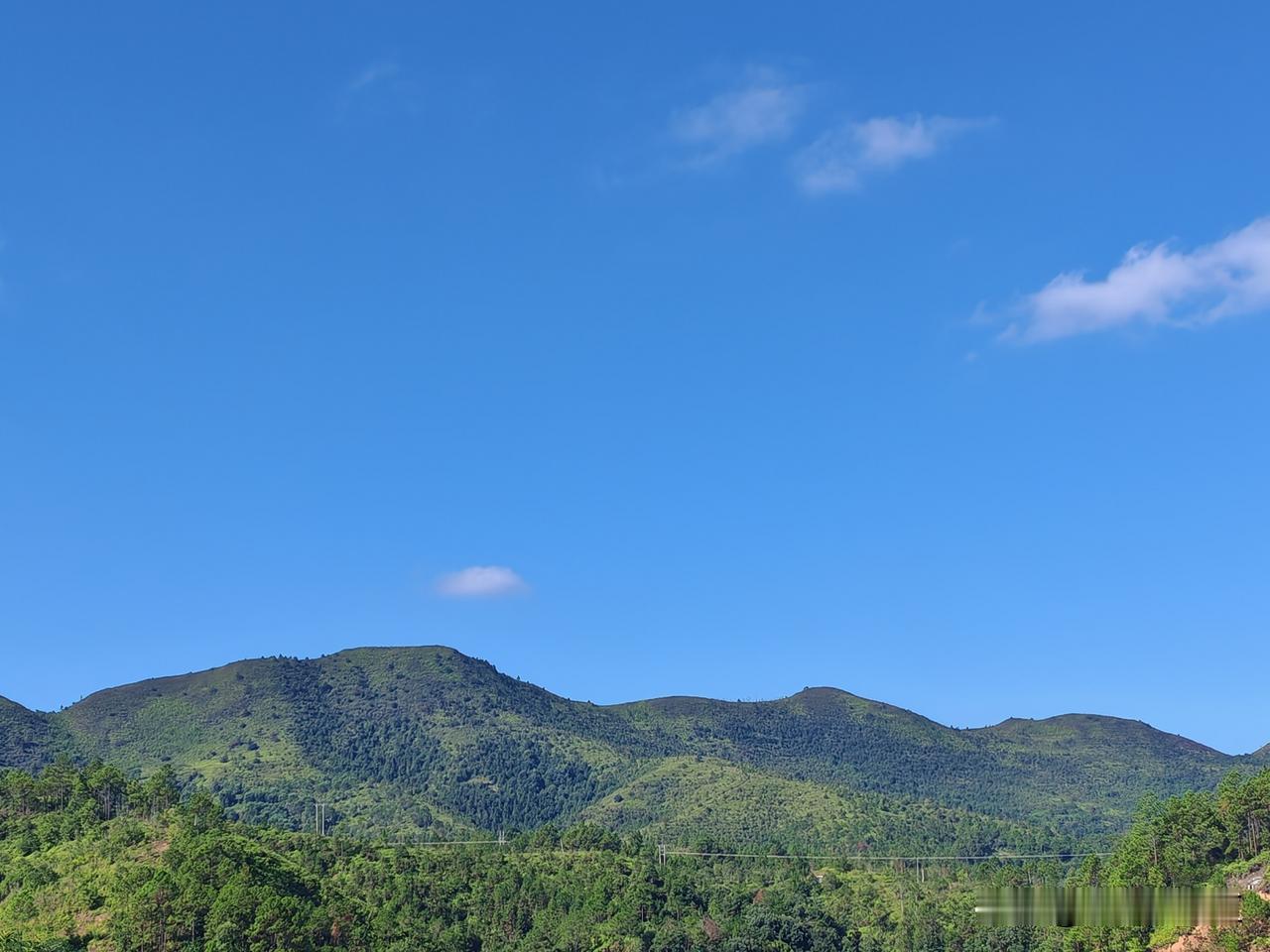 没有比这还美的天空了吧。
这抹蓝，是老天爷打翻的颜料盘——纯粹得不带半分杂色，像