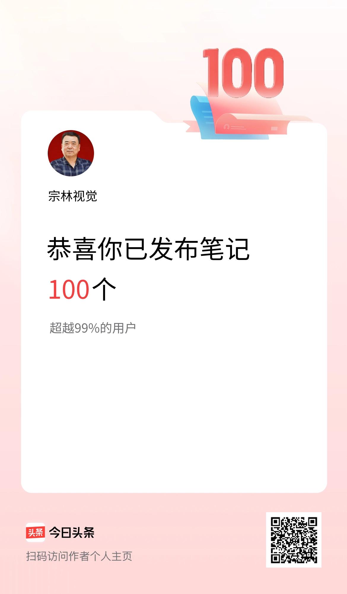 我在头条累计投稿笔记100个
