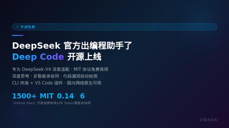 DeepSeek也出编程助手了，开源免费，专为V4打造，刚上线就1500+星标。
