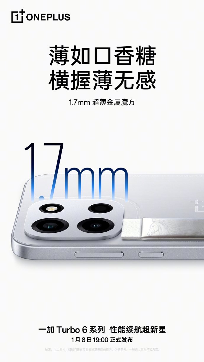 一加 Turbo 6 系列的金属魔方 Deco厚度只有1.7mm比较薄的镜头De