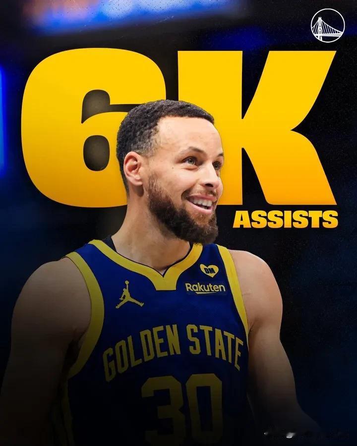 NBA赛场数据：库里助攻榜突破6000次，勇士队史第一！
  库里是勇士队史第一