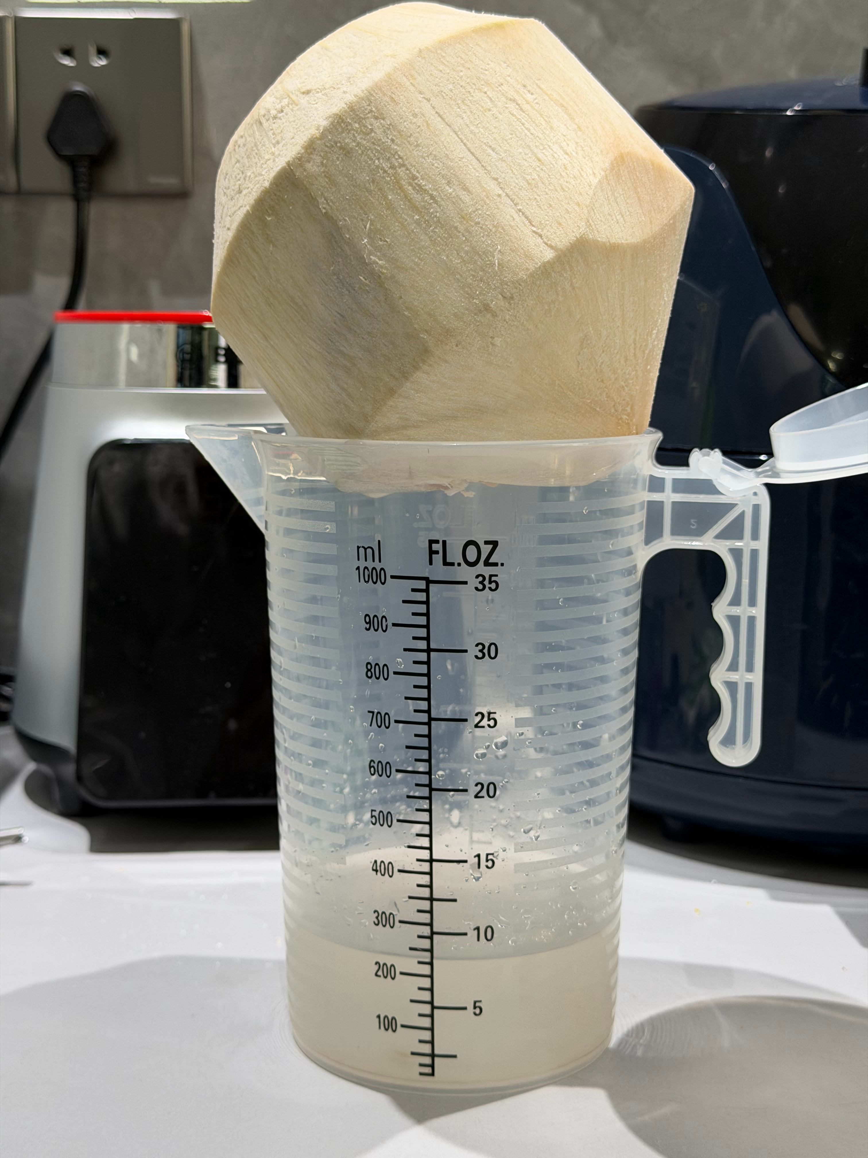 椰子水 兑水加糖都是基操了，因为我发现9.9元一个的900g椰青，最多也就出30