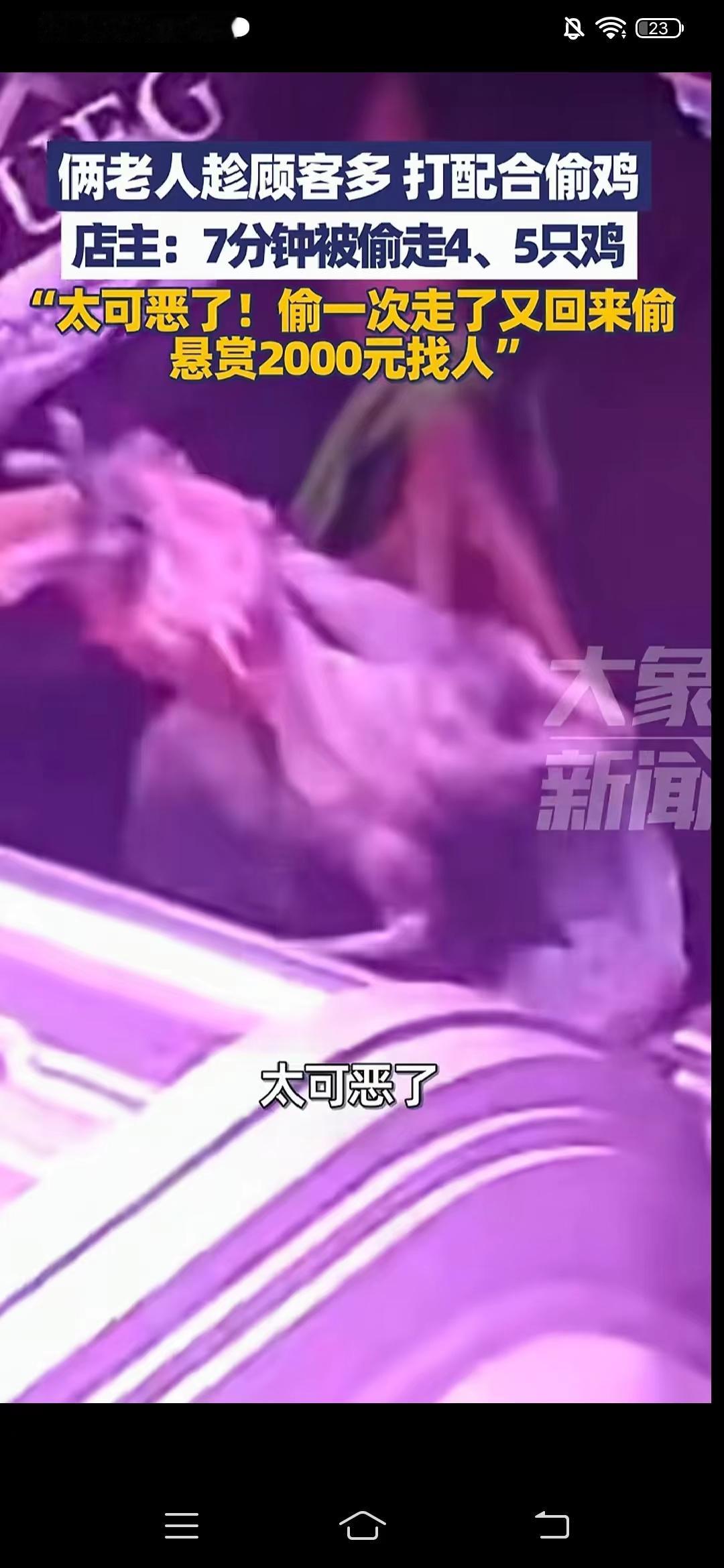 两老奶打联手偷鸡
9月21日，山东泰安，超市老板张先生称:有两个60多岁的老奶奶
