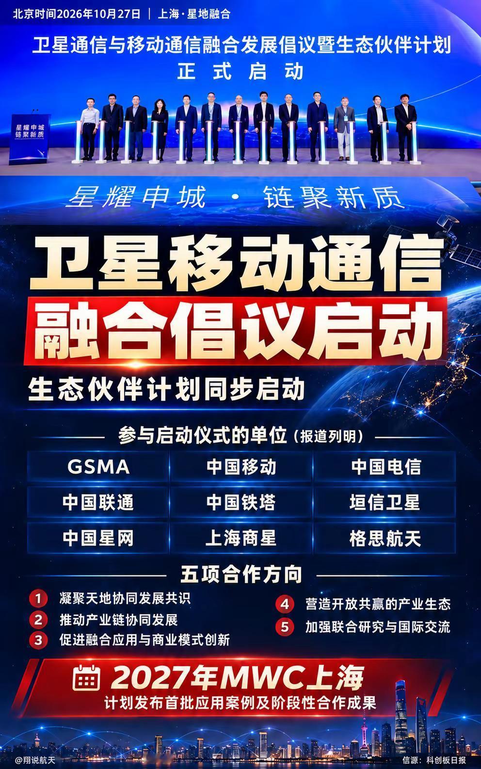 卫星与移动通信加速融合。北京时间10月27日，GSMA卫星通信与移动通信融合发展