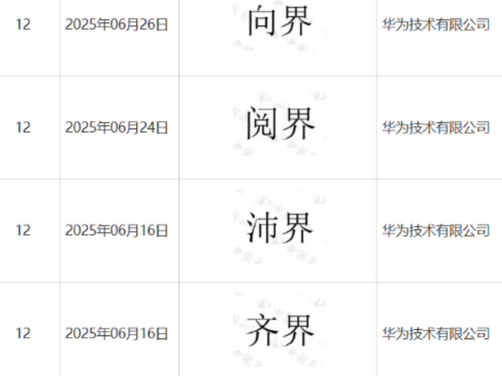 华为申请了很多“界”字商标啊，包括仙界、天界等等，也在申请世界，应该是防御性申请