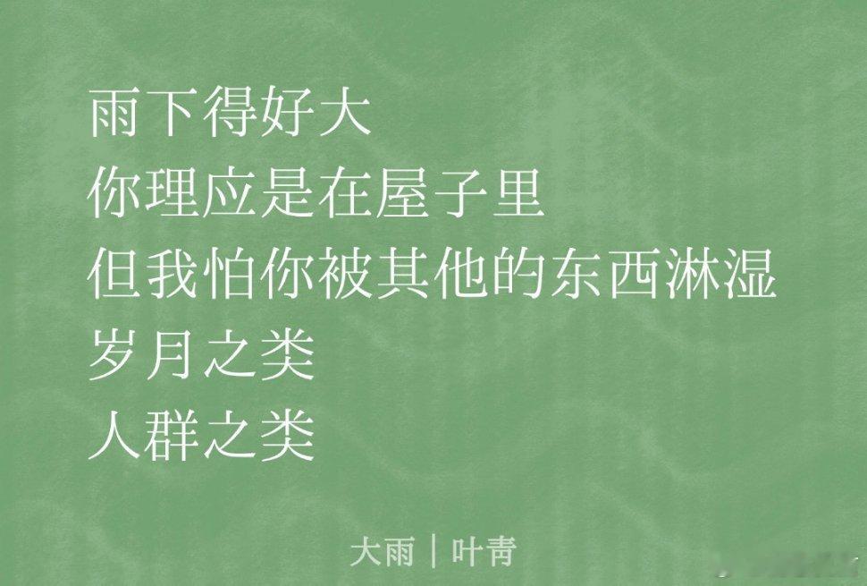 每一束细密的雨水，都是一根带线的精准的针，刺入我的身体，将我永远缝在那场大雨之中