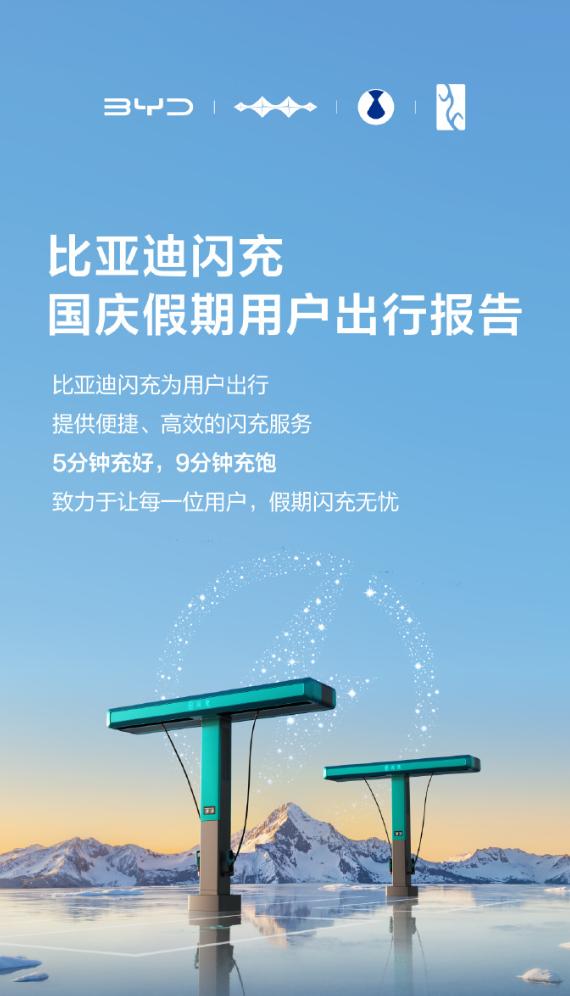 比亚迪闪充假期报告，还是极简版，国庆期间累计服务超122万车次，单枪单日最高服务