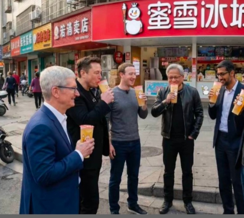马斯克库克黄仁勋等进入会谈现场老黄，老马，老Cook，也算是在中文互联网上热度最