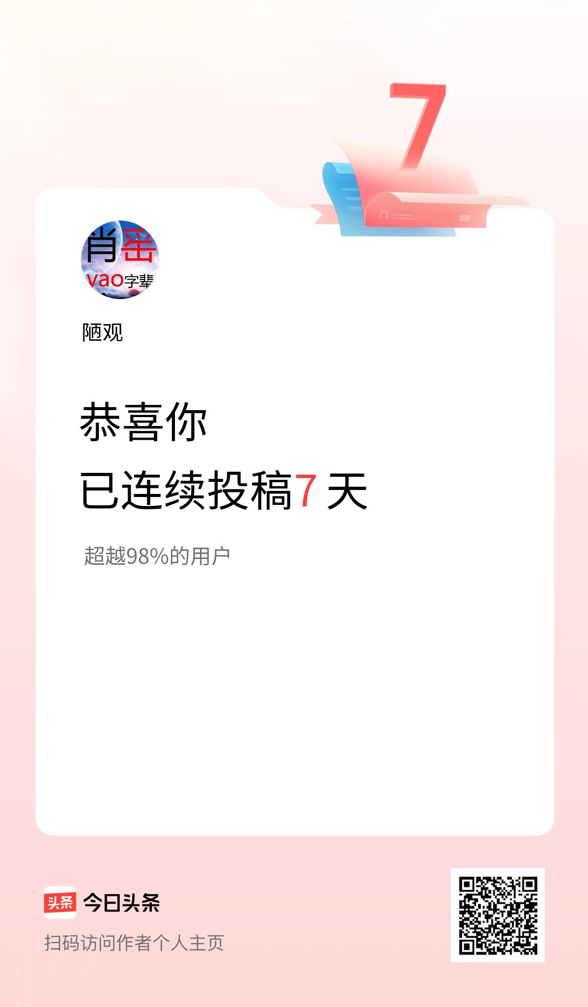我在头条连续投稿7天
