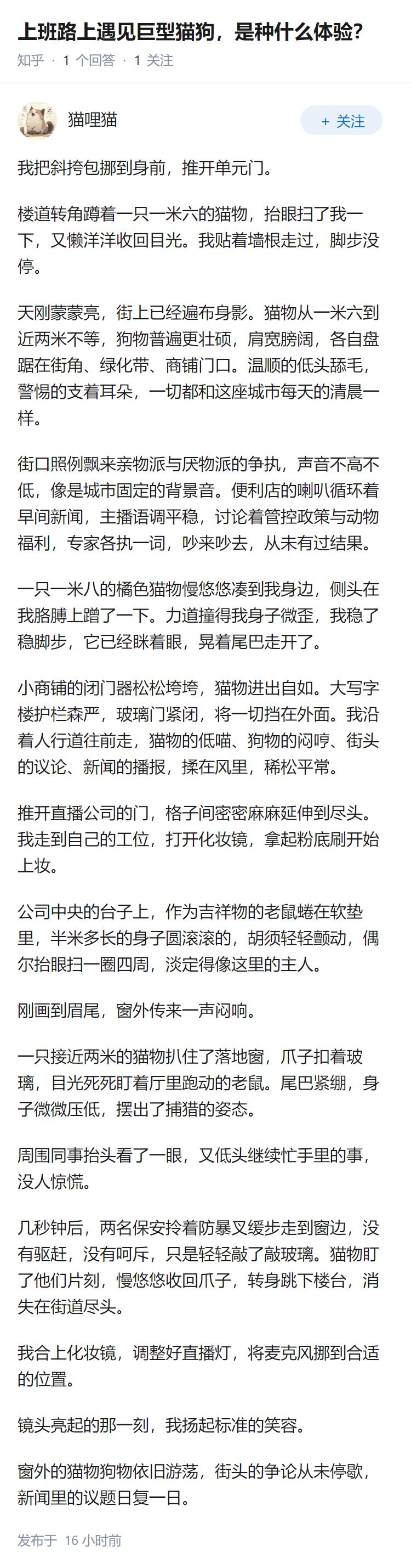 上班路上遇见巨型猫狗，是种什么体验？