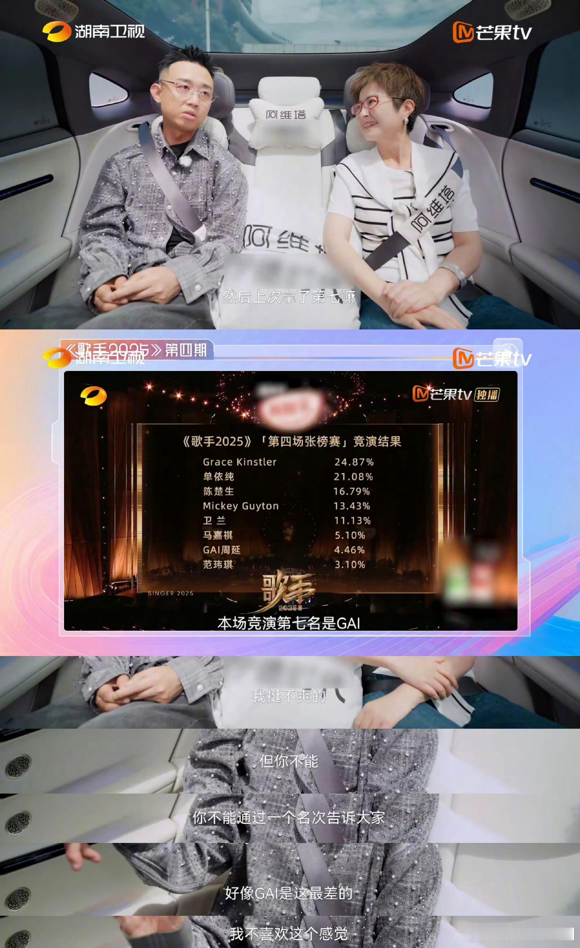GAI说歌手拿了第七我挺不爽的GAI上一期拿第七我不爽，下一期就能拿第一，就是有